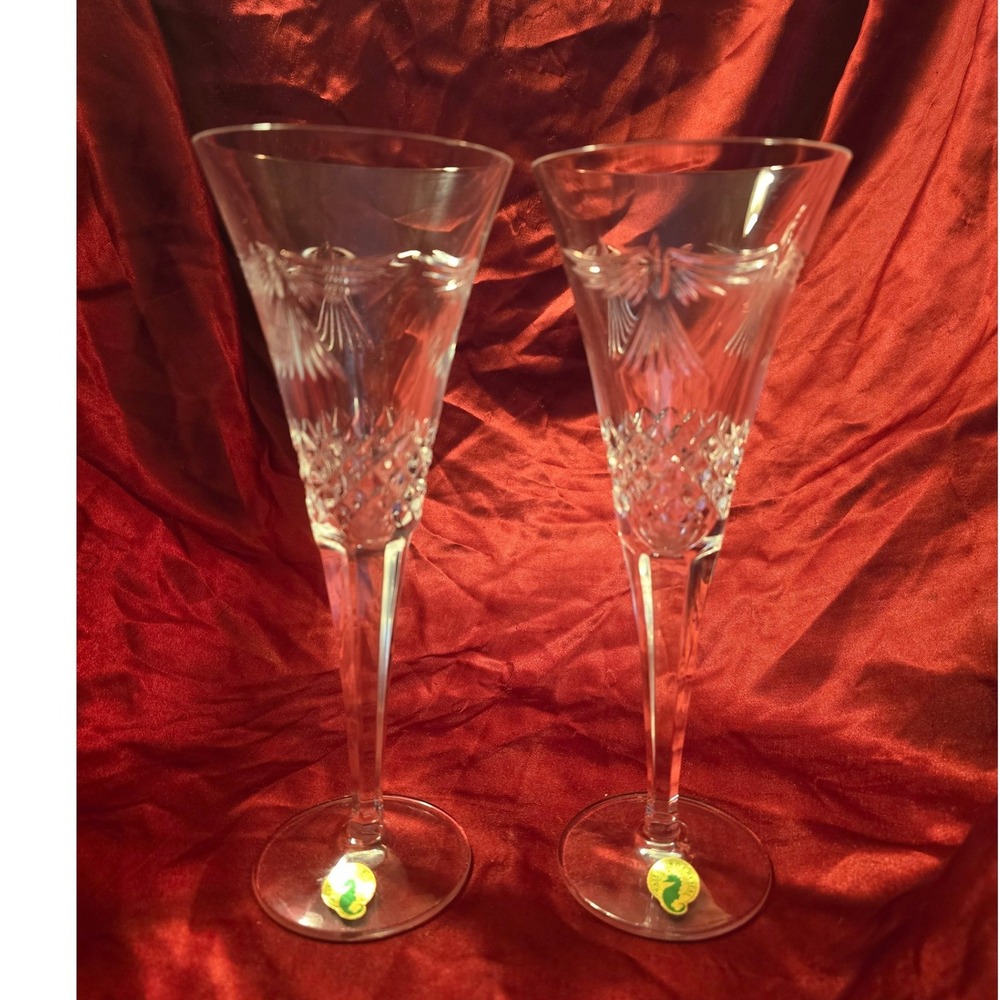 Waterford Crystal Millennium Series Peace Champagne Flutes Set‎ of 2
